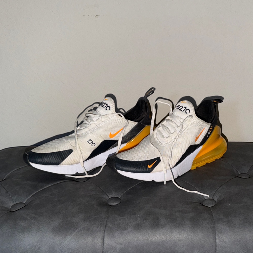 Nike White and Black Sneakers with Orange Details